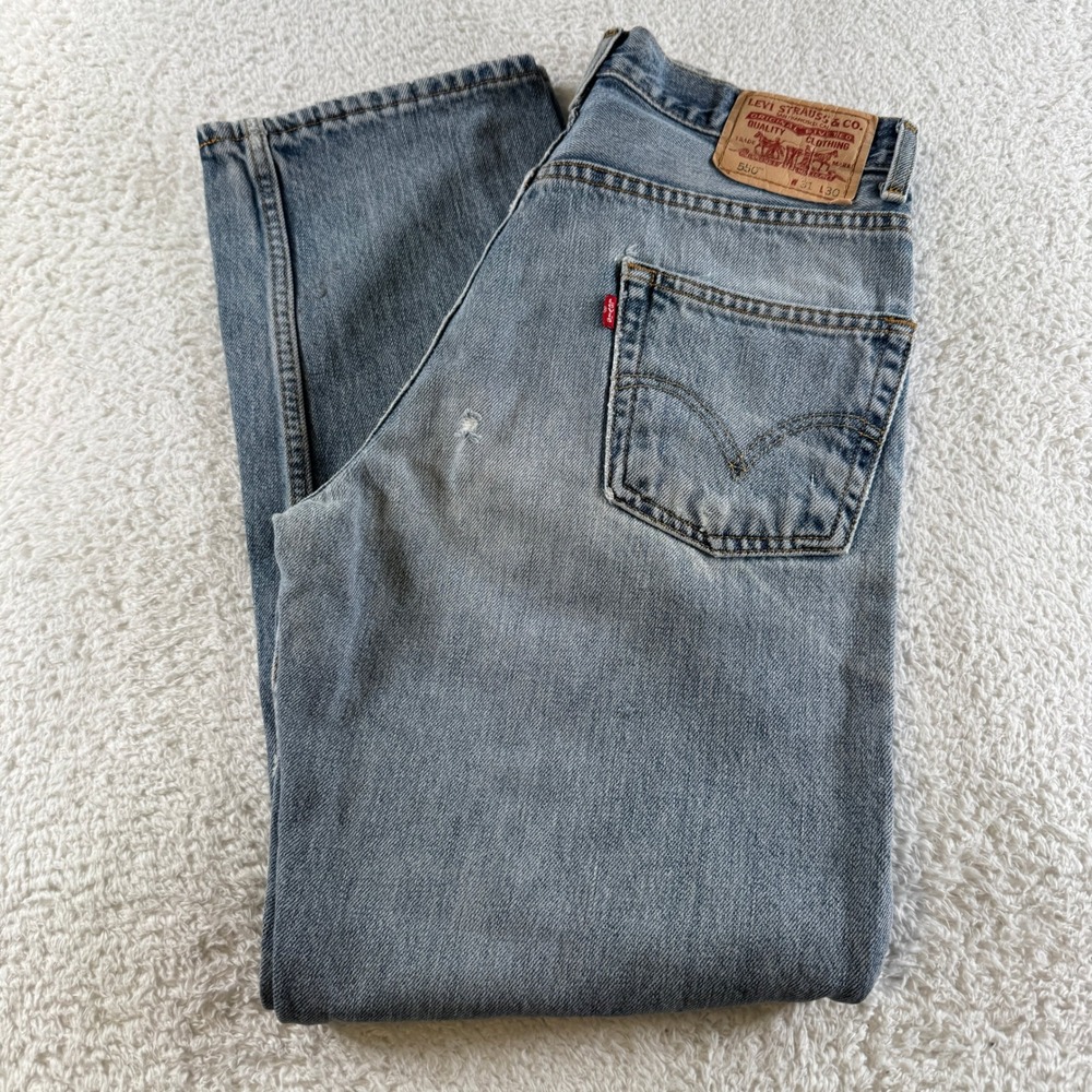 Vtg 90s Levi's 550 Mens Jeans 31x30 Relaxed Tapered Light Wash Distress Baggy